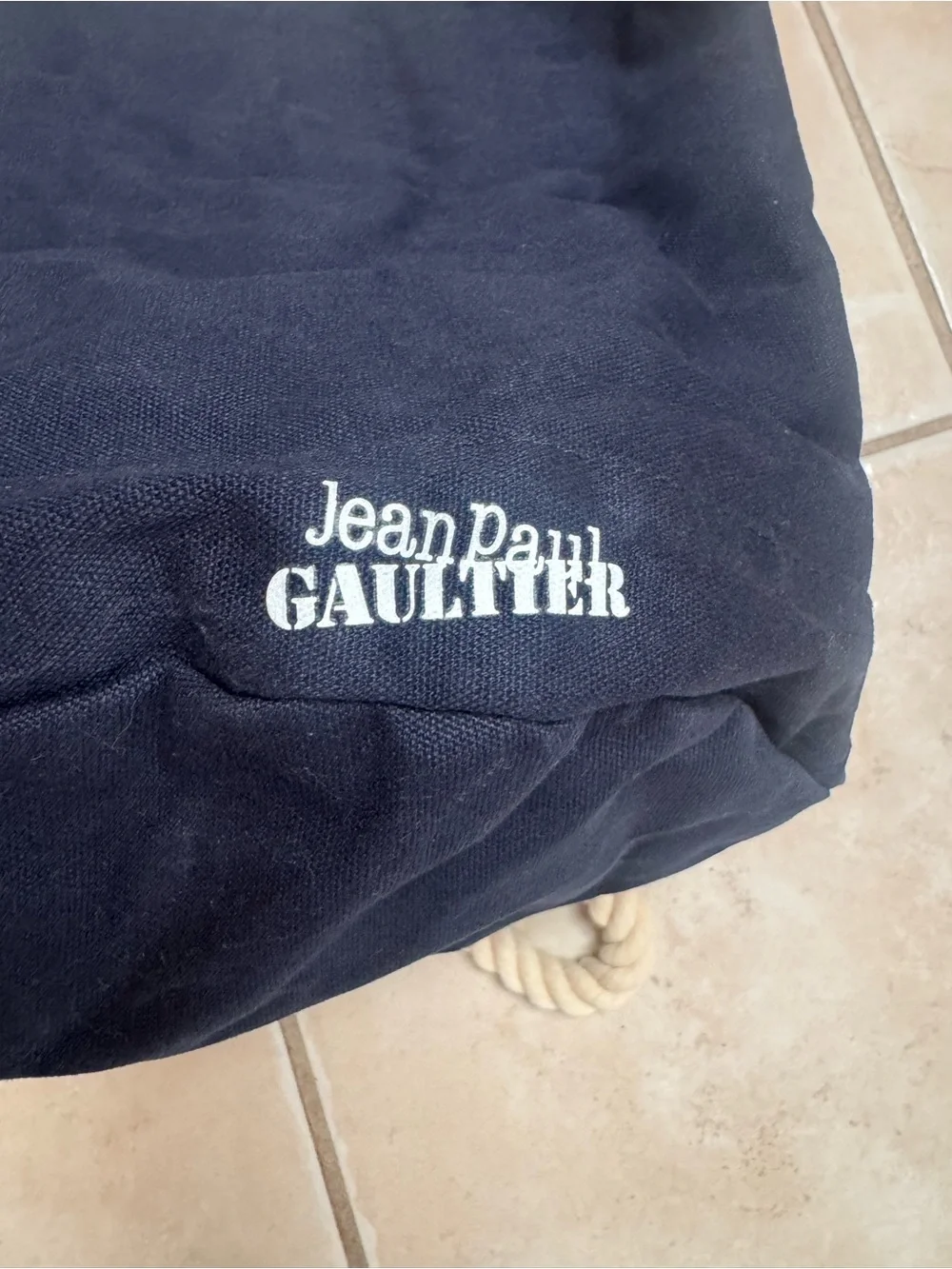 Jean Paul Gaultier Navy Canvas Drawstring Rope Backpack